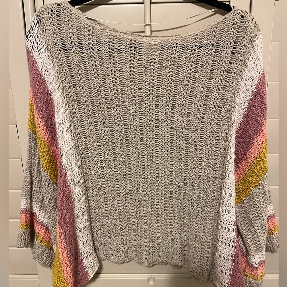 By Together women's striped cropped sweater with wide sleeves